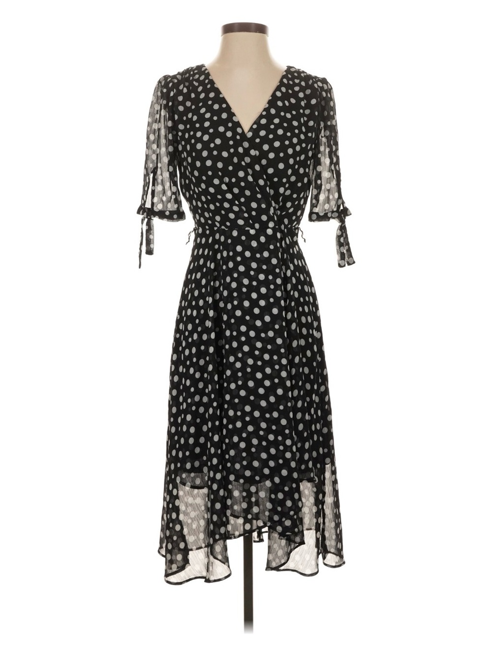 Tommy Hilfiger Black & White Polka Dot faux-Wrap Midi Dress